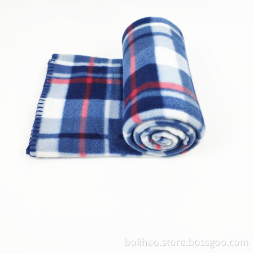 2021 hot sales customized printed plaid polyester bulk fleece blanket throws